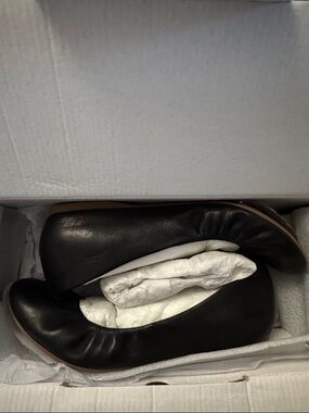 J Crew Anya Black Leather Ballet Flats